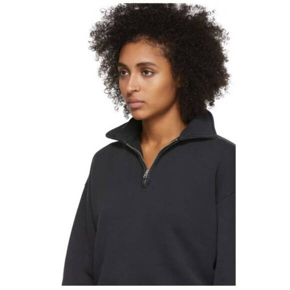 RE/DONE 70's Half Zip Sweatshirt in Washed Black Size XS NWOT - Picture 3 of 8